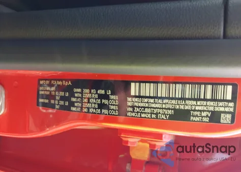 2015 Jeep Renegade Latitude z USA, uszkodzony, nr VIN ZACCJBBT3FPB79361